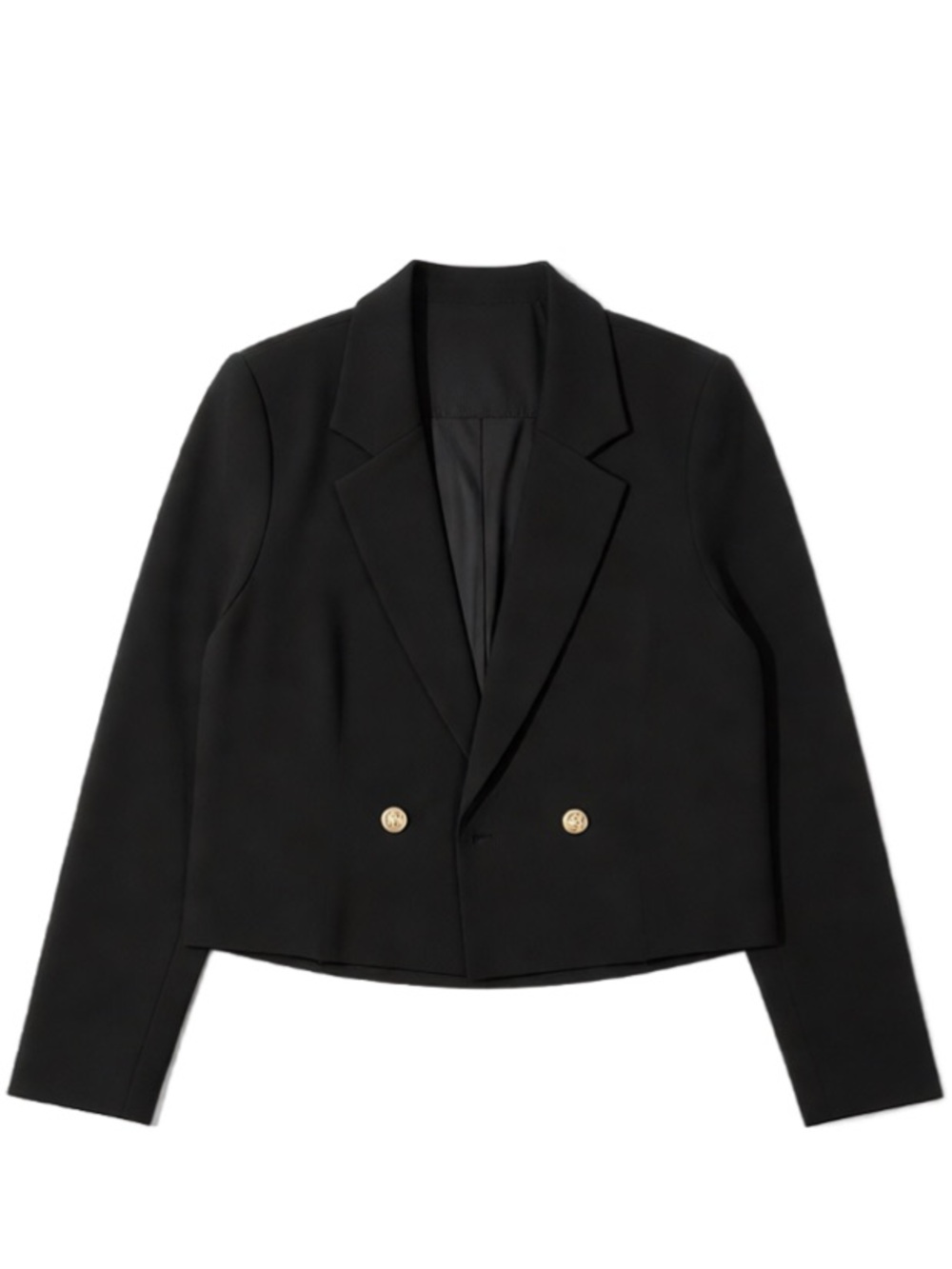 Joie Black Double-Breasted Cropped Blazer with Gold Buttons